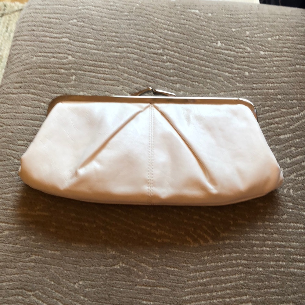 White pleather clutch
